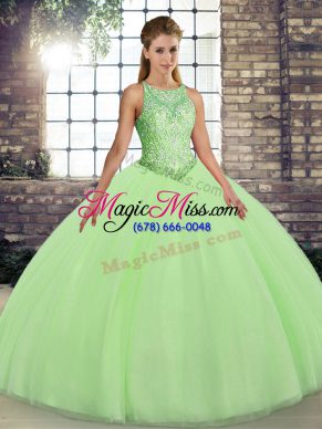 Exceptional Sleeveless Embroidery Lace Up Quinceanera Gown