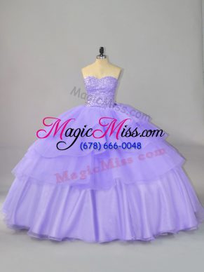 Delicate Organza Sleeveless Sweet 16 Quinceanera Dress and Beading and Ruffled Layers