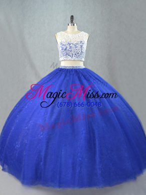 Floor Length Royal Blue Quinceanera Dresses Scoop Sleeveless Zipper