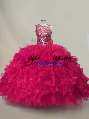 Sweetheart Sleeveless Organza Quinceanera Dress Ruffles and Sequins Lace Up
