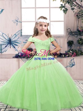 Latest Sleeveless Floor Length Lace and Belt Lace Up Pageant Gowns with