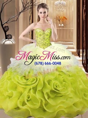 Smart Multi-color Sleeveless Organza Lace Up Sweet 16 Dresses for Sweet 16 and Quinceanera