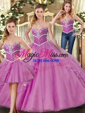 Floor Length Lilac 15 Quinceanera Dress Sweetheart Sleeveless Lace Up