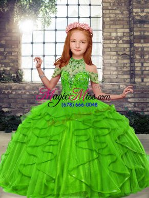 Popular Sleeveless Tulle Lace Up Pageant Dress for Girls