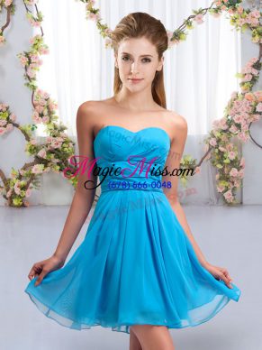 Gorgeous Aqua Blue Bridesmaid Dresses Wedding Party with Ruching Sweetheart Sleeveless Lace Up