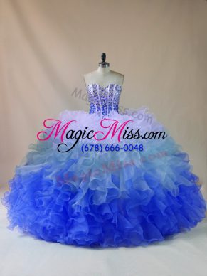 Perfect Ball Gowns Sweet 16 Dress Multi-color Sweetheart Organza Sleeveless Floor Length Lace Up