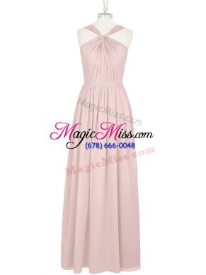Custom Designed Sleeveless Zipper Floor Length Pleated Evening Dress