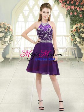 Cheap Chiffon Sleeveless Knee Length Prom Gown and Beading