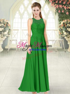 Romantic Green Scoop Backless Lace Prom Dress Sleeveless