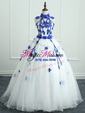 Simple Floor Length Zipper Ball Gown Prom Dress White for Military Ball and Sweet 16 and Quinceanera with Appliques