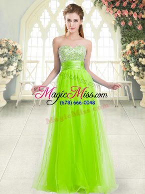 Tulle Sweetheart Sleeveless Lace Up Beading Prom Gown in