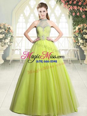 Yellow Green Sleeveless Tulle Zipper Homecoming Dress for Prom and Party