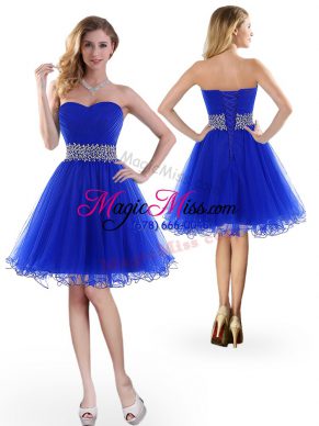 Sweetheart Sleeveless Lace Up Prom Gown Royal Blue Tulle