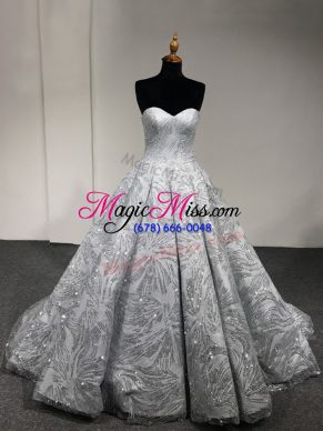Adorable Silver Sleeveless Lace Up Sweet 16 Dresses for Military Ball and Sweet 16 and Quinceanera