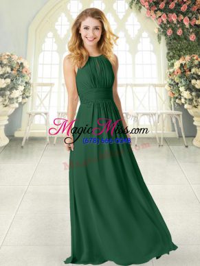 Flare Chiffon Sleeveless Floor Length Prom Party Dress and Ruching