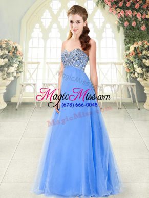 Sweet Blue Sweetheart Neckline Beading Prom Dress Sleeveless Lace Up