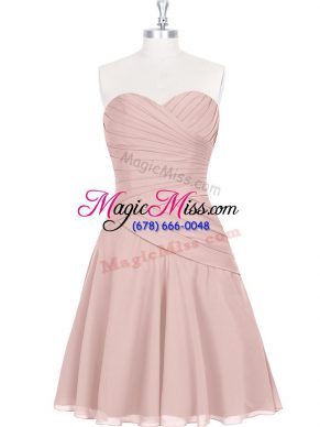 Pink Zipper Sweetheart Ruching and Pleated Homecoming Dress Sleeveless
