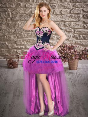 Sleeveless High Low Prom Gown and Embroidery