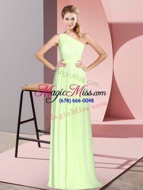 Floor Length Empire Sleeveless Yellow Green Dress for Prom Lace Up