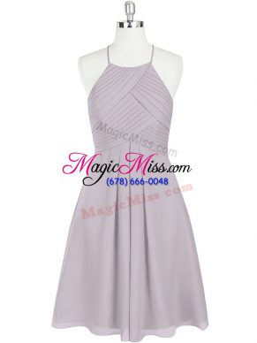Ideal Sleeveless Mini Length Ruching Zipper Prom Dresses with Grey