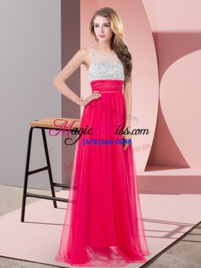 Coral Red Scoop Side Zipper Sequins Sleeveless