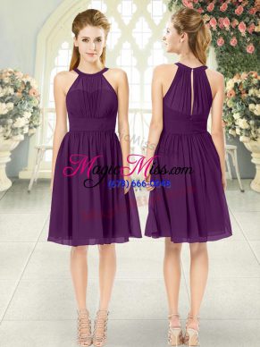 Edgy Purple Scoop Zipper Ruching Homecoming Dress Sleeveless