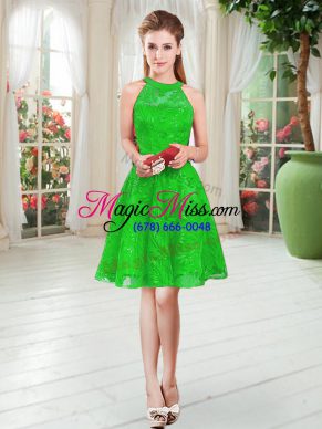 Top Selling Green A-line Lace Prom Party Dress Zipper Sleeveless Knee Length