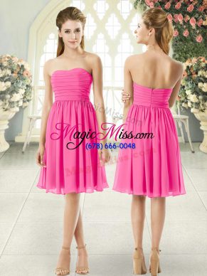 Pretty Knee Length Empire Sleeveless Pink Evening Dress Zipper