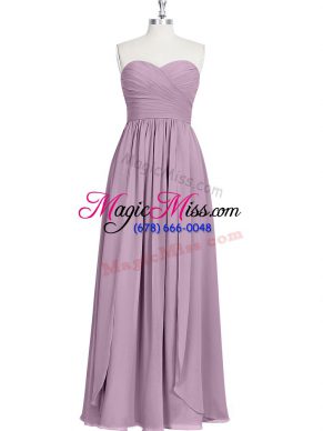 Noble Sleeveless Zipper Floor Length Ruching Evening Dress