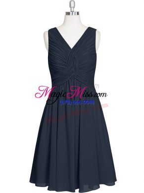 Black Sleeveless Chiffon Zipper Prom Party Dress for Prom and Party and Military Ball and Wedding Party