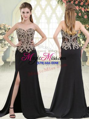 Sleeveless Sweep Train Beading and Appliques Zipper Formal Evening Gowns