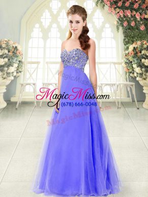 A-line Formal Evening Gowns Lavender Sweetheart Tulle Sleeveless Floor Length Lace Up