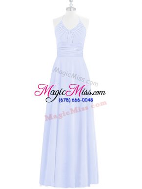 Sleeveless Floor Length Ruching Zipper Prom Gown with Baby Blue