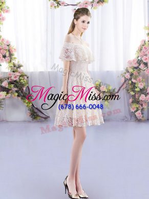 Short Sleeves Mini Length Bridesmaids Dress and Lace