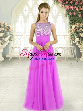 Floor Length Empire Sleeveless Lilac Homecoming Dress Side Zipper