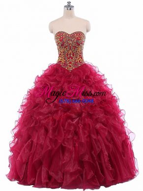 Fashionable Organza Sleeveless Floor Length Quinceanera Dress and Beading and Ruffles