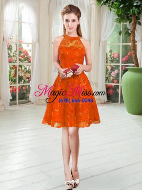Stylish Sleeveless Knee Length Dress for Prom and Lace