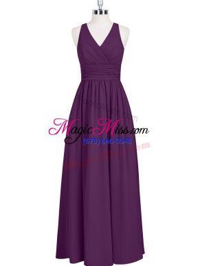 Beauteous Chiffon Sleeveless Floor Length Dress for Prom and Ruching