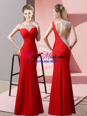 Customized Satin Sleeveless Floor Length Prom Evening Gown and Beading and Pick Ups
