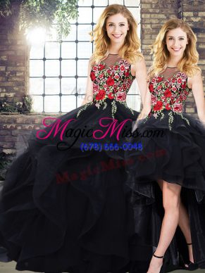 Fantastic Sleeveless Beading and Embroidery Lace Up Quince Ball Gowns