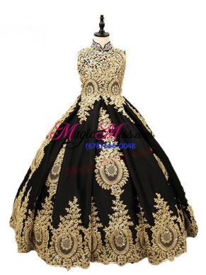 Trendy Black High-neck Lace Up Beading Pageant Gowns Sleeveless