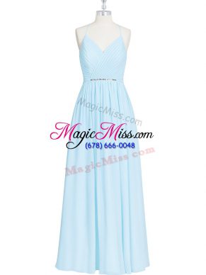 Captivating Sleeveless Zipper Floor Length Ruching and Pleated Evening Wear