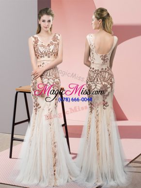 Sequins Prom Dress Champagne Backless Sleeveless Floor Length