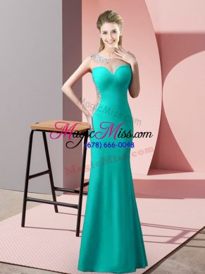 Discount Turquoise Scoop Zipper Beading Evening Dress Sleeveless