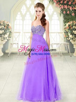 A-line Lavender Sweetheart Tulle Sleeveless Floor Length Lace Up