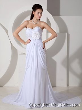 Best Empire Sweetheart Court Train ChiffonAppliques and Ruch Wedding Dress