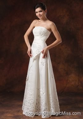 Custom Made Wedding Dress With Lace Over Skirt Strapless