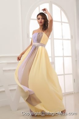 Ruching Strapless Multi-color long 2013 Elegant Prom Dress