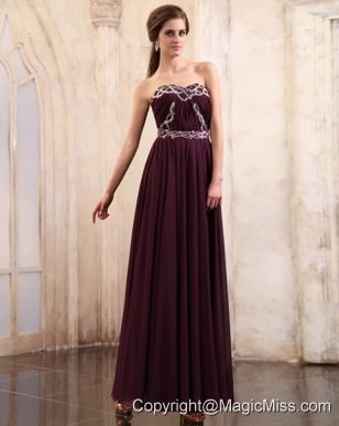 Dark Purple Prom Dress With Beaded Ankle-length Chiffon Sweetheart