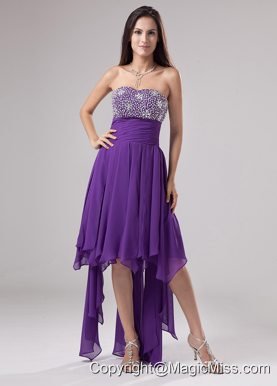 Lovely Purple Prom Dress Strapless Beaded Decorate and Ruch In 2013